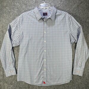 Untuckit Shirt Mens 2XL Blue Red Plaid Long Sleeve Stretch Nylon Performance